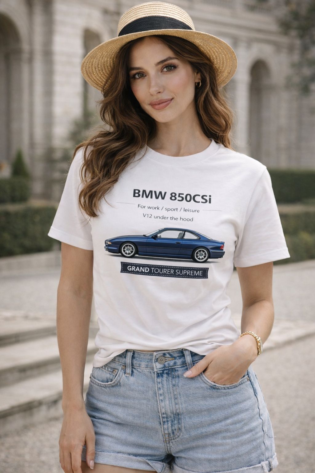 Футболка белая в стиле BMW 850csi