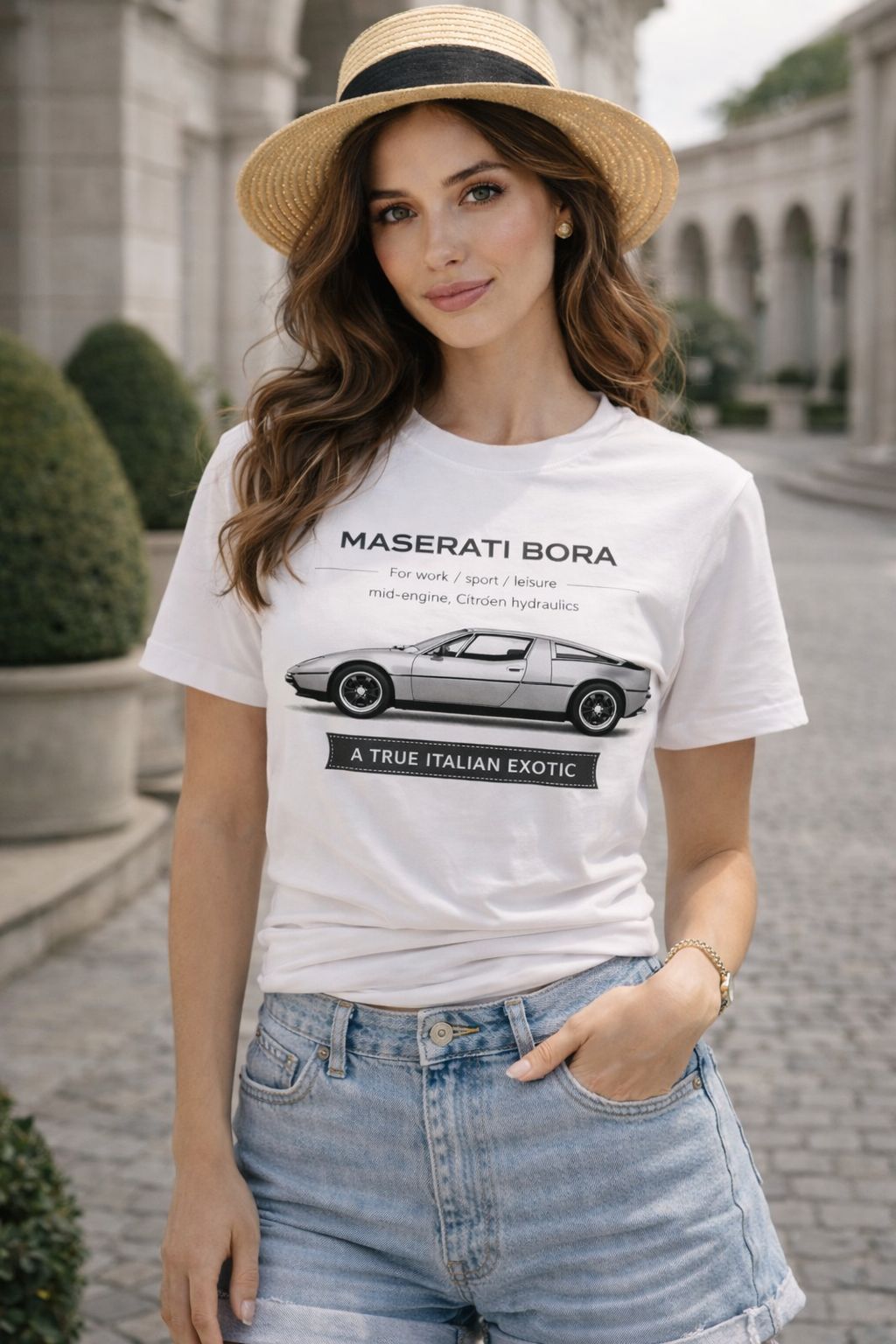 Футболка белая в стиле Maserati Bora