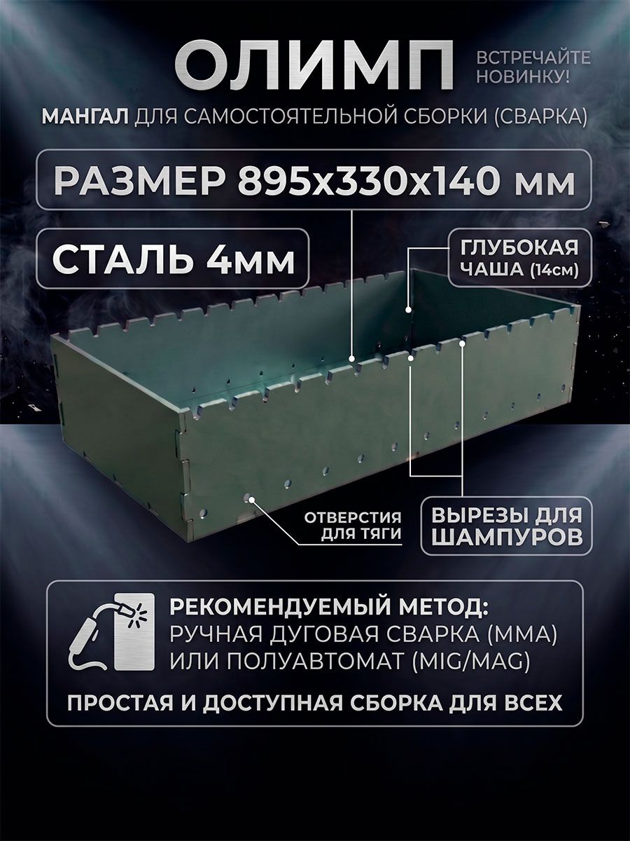МАНГАЛзаготовкадлясамостоятельнойсваркиипокраски.Размер895х330х140