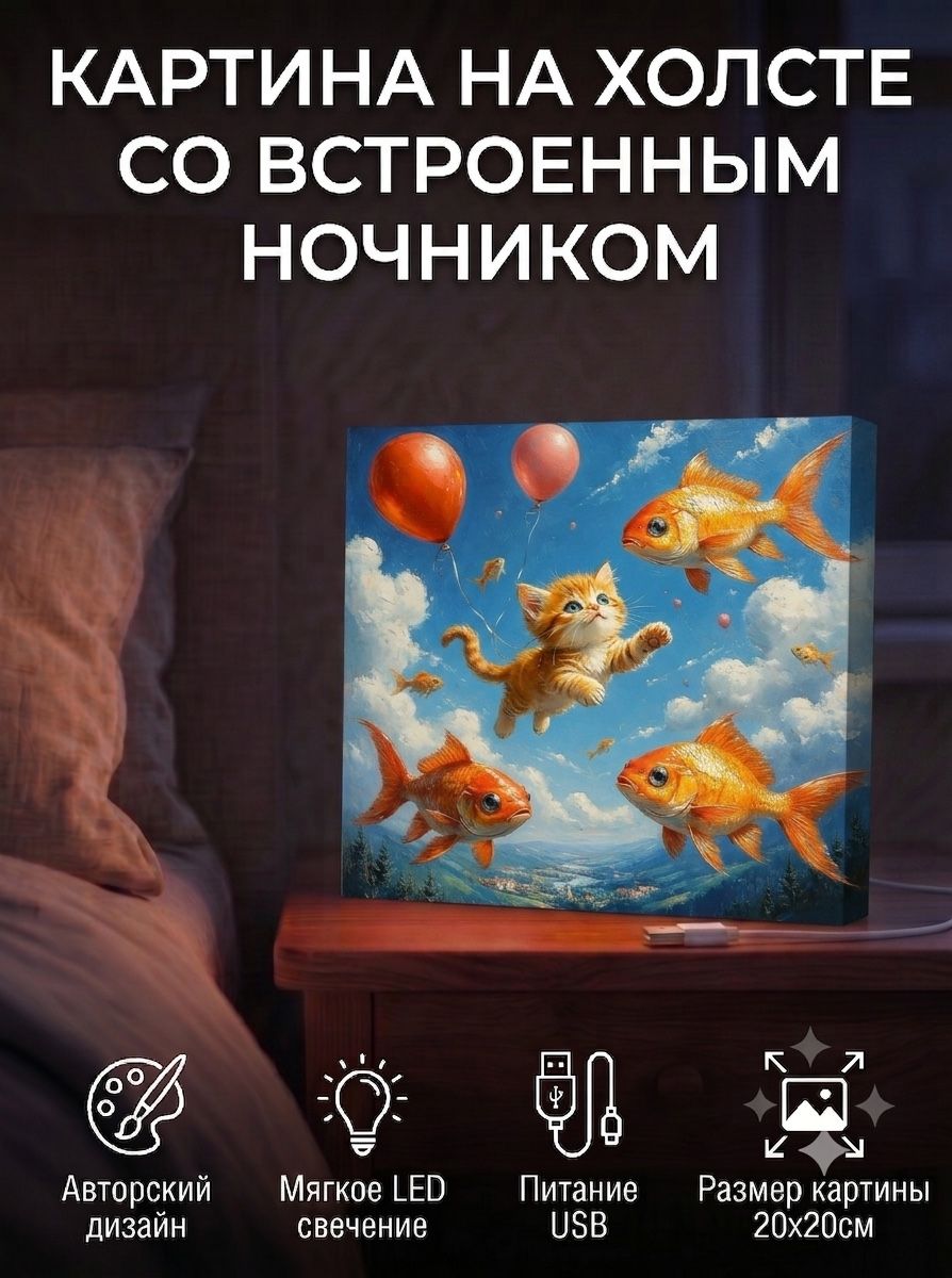 Котёнок и золотые рыбки