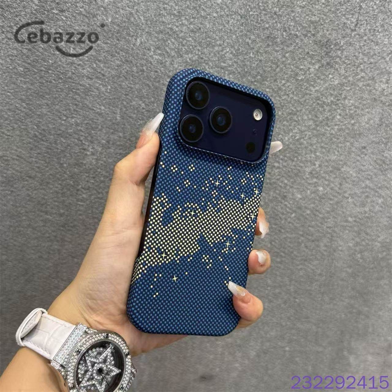 智能手机壳用于6.9″, 碳, 深蓝色