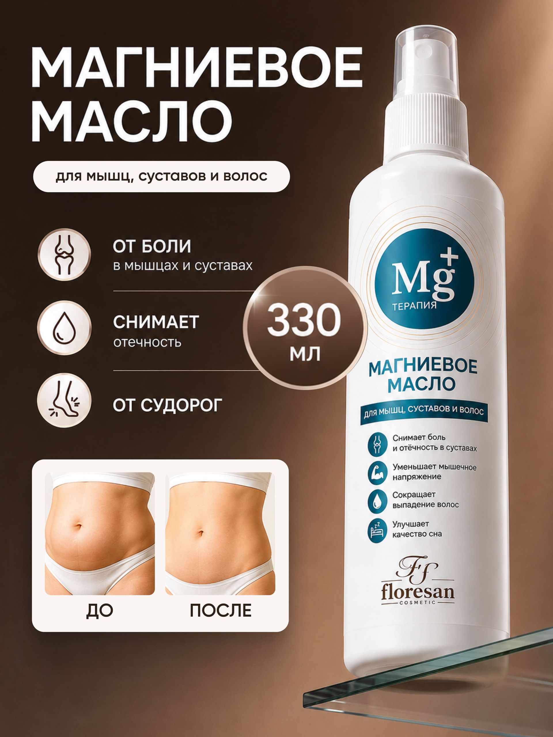 Магниевое масло с лавандой и мятой 7 в 1 Floresan, 330 мл