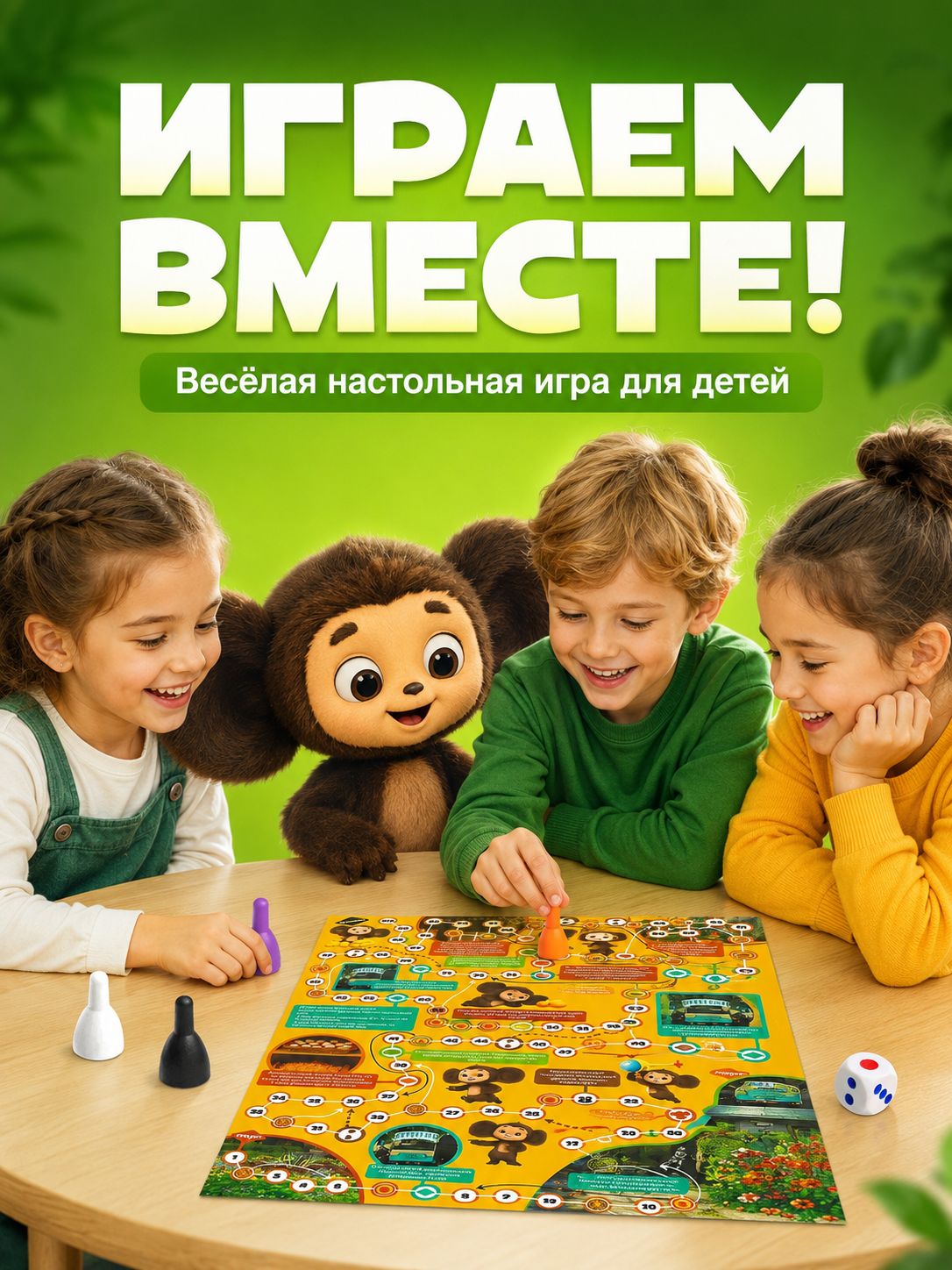 Настольная игра ходилка-бродилка "Чебурашка" настольная игра для детей