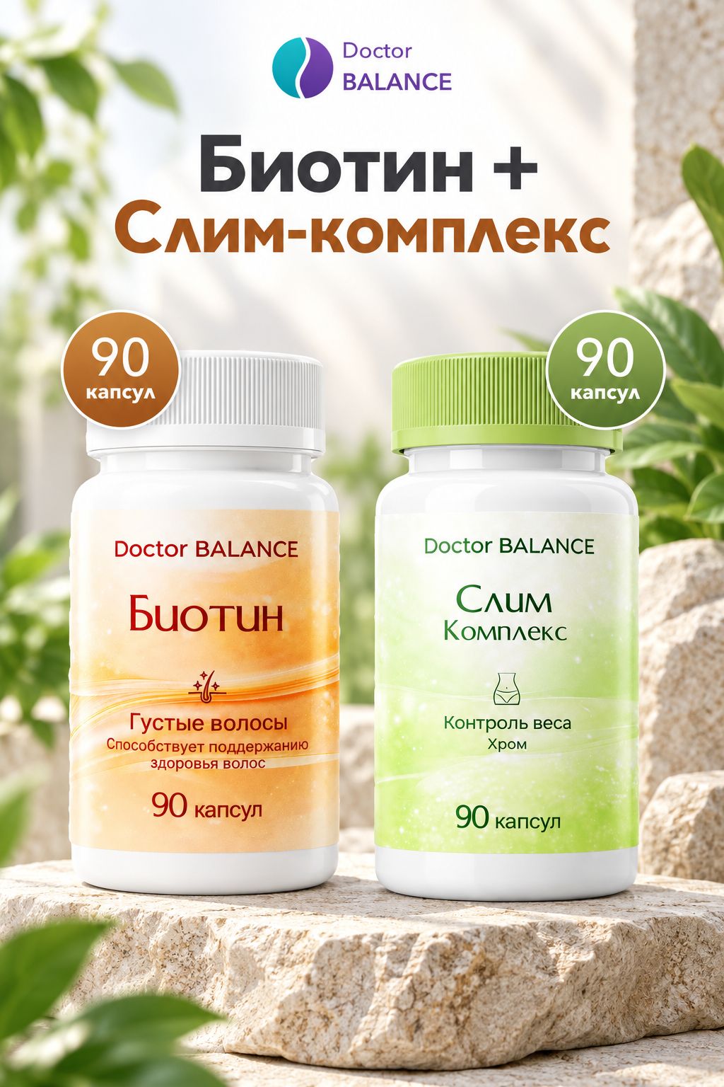 Набор Doctor Balance: Биотин 150 мкг 90 + Слим-комплекс для контроля веса 90