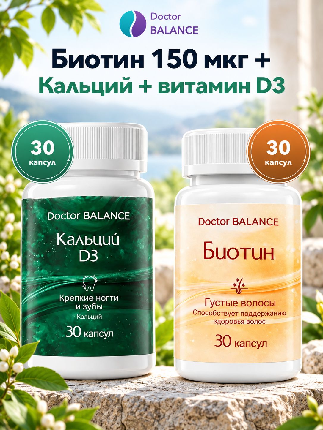 Набор Doctor Balance: Биотин 150 мкг 30 + Кальций с витамином D3 30