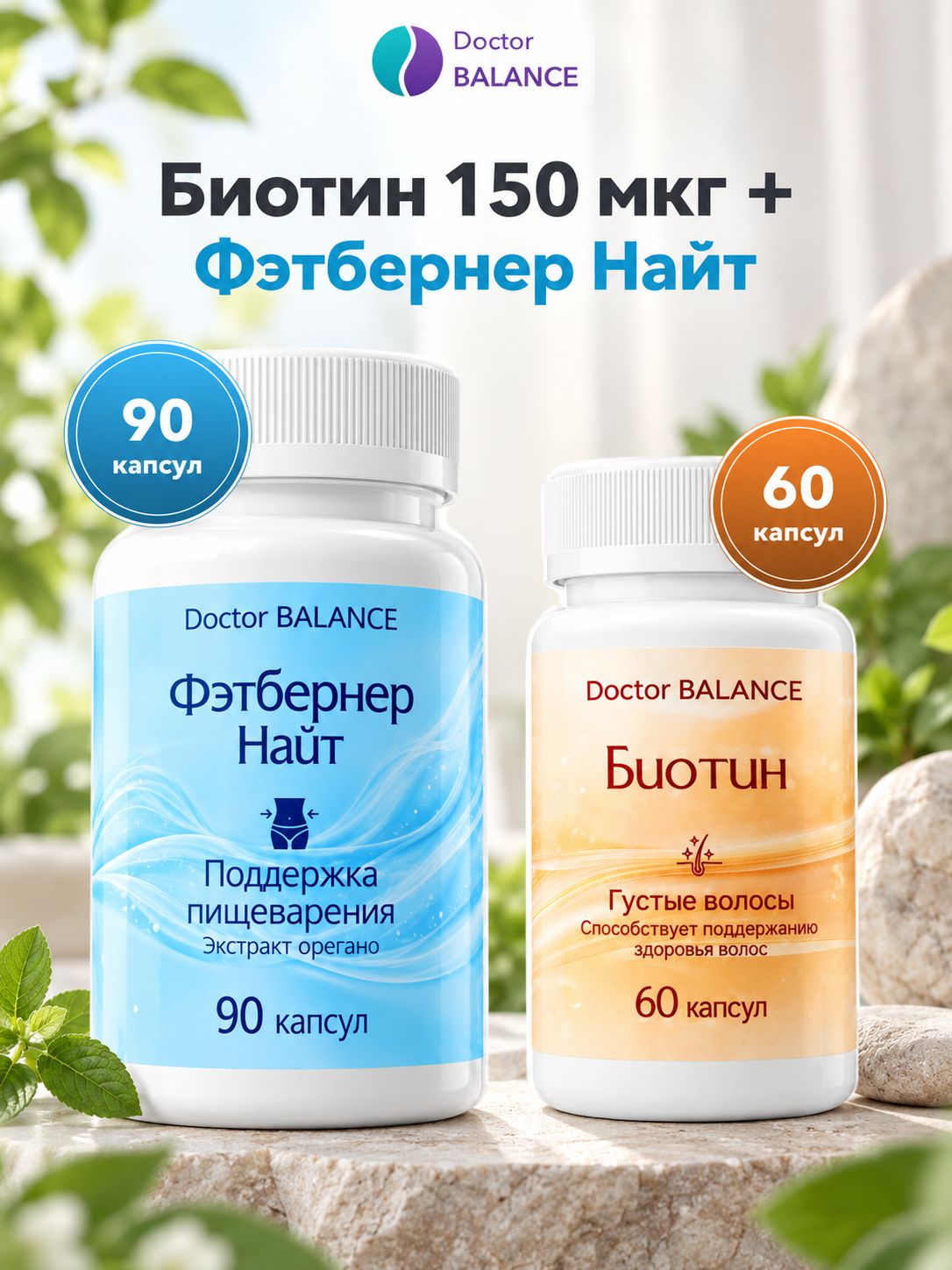 Набор Doctor Balance: Биотин 150 мкг 60 + Фэтбернер Найт 90