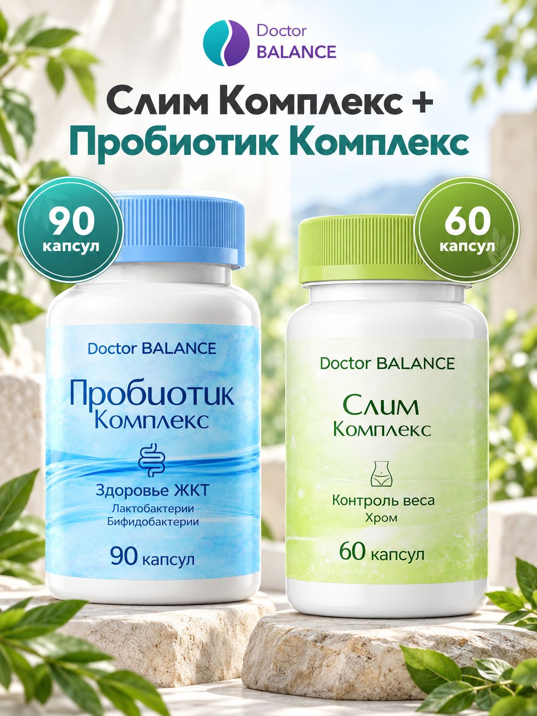 Набор Doctor Balance: Слим-комплекс для контроля веса 60 + Пробиотик-комплекс для пищеварения 90