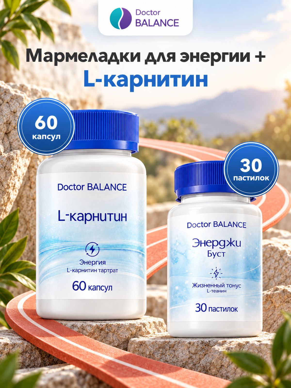 Набор Doctor Balance: Мармеладки для энергии, лимон 30 + L-карнитин 60