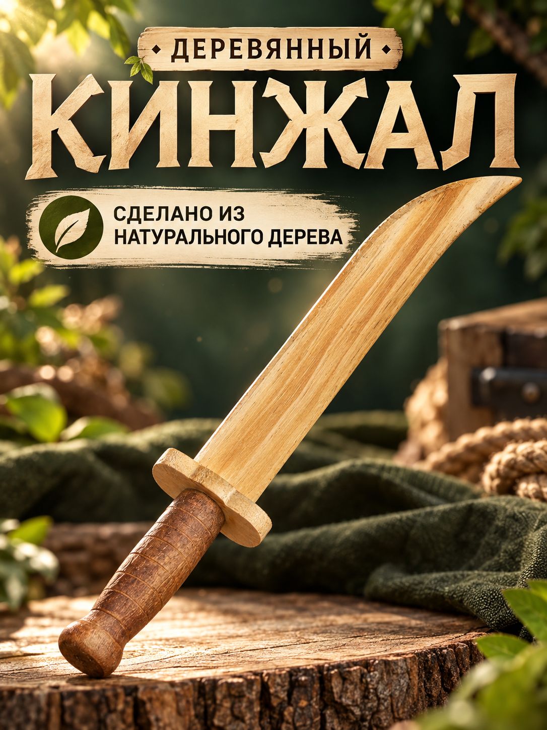 Деревянный нож "Кинжал", 31 см / нож игрушечный