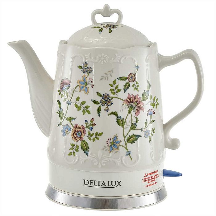 ЧайникэлектрическийDELTALUXDL-1239изфарфора1,5л1500Вт"Цветы"