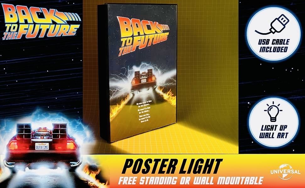 Назад в Будущее светящийся ретро постер с подставкой Back to the Feature