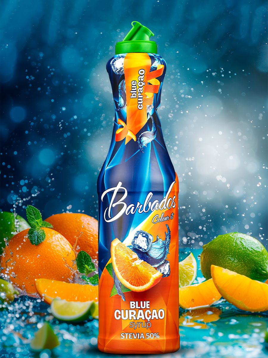 BARBADOSСиропГолубаялагуна,цитрусовыйапельсиновыйвкусдлякоктейлейилимонадов,голубойкюрасао