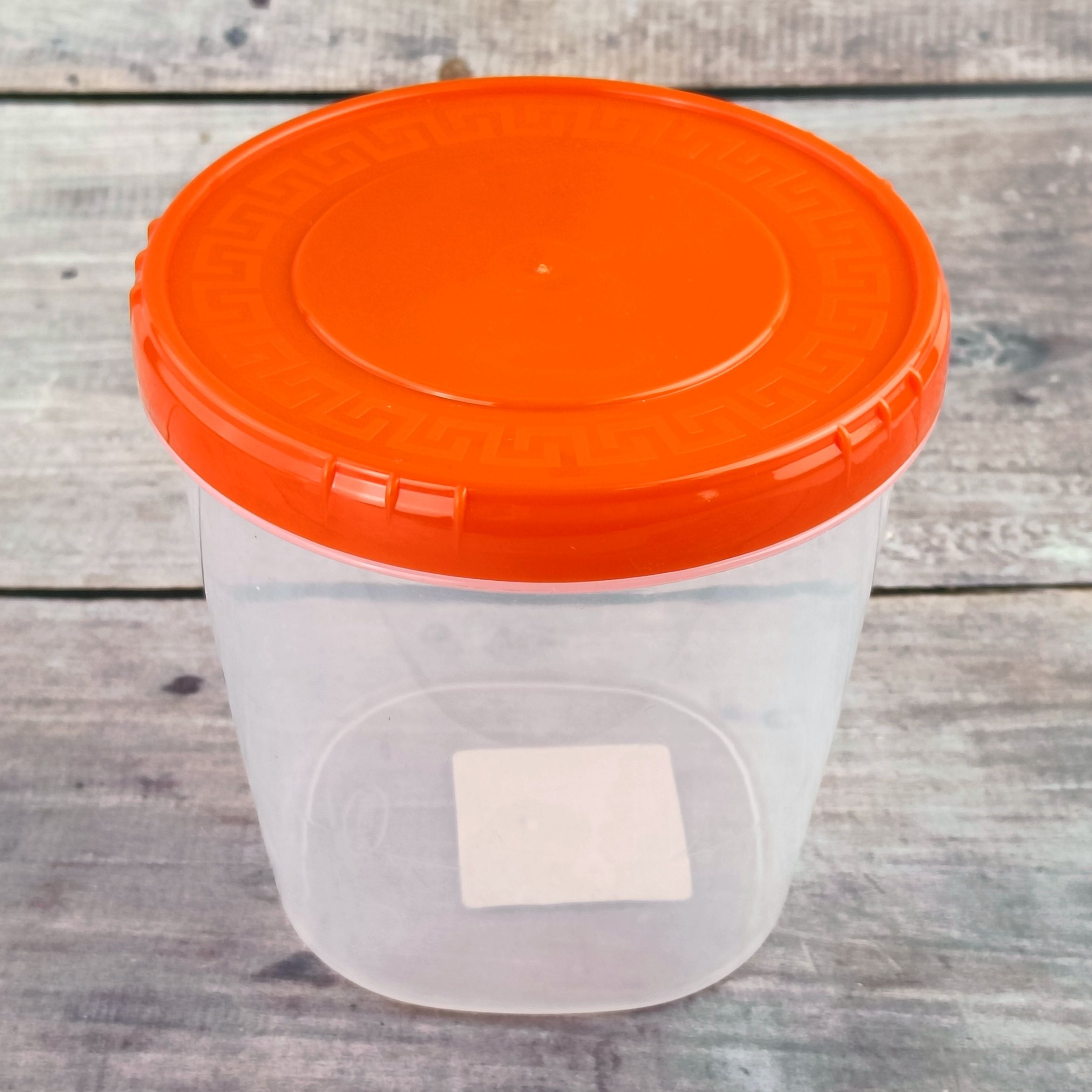 БанкадляпродуктовИнтерм,скрышкой,1л,12x12x12см,оранжевыйипрозрачный