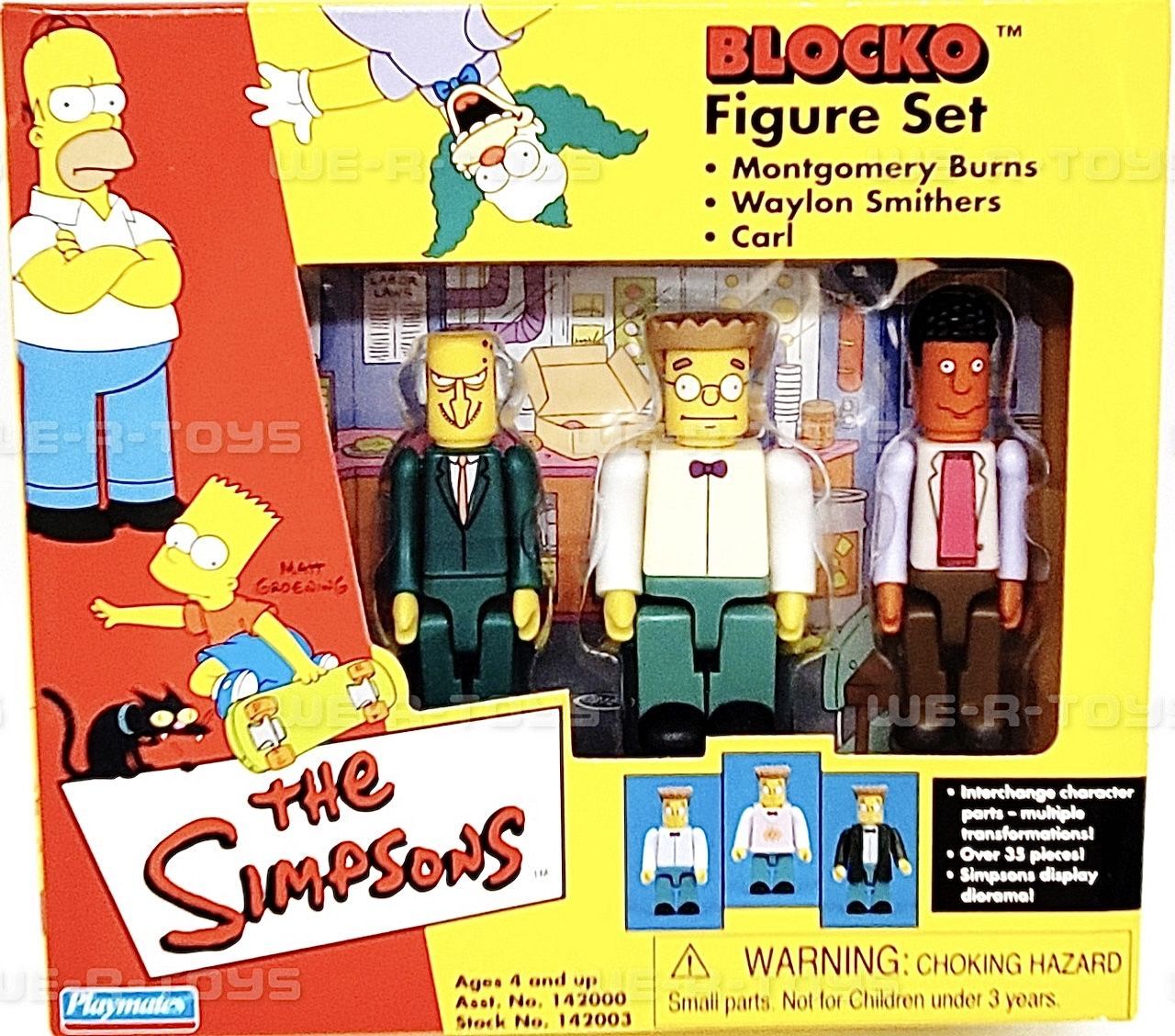 The Simpsons Симпсоны Набор фигурок Блоко Бёрнс, Смитерс и Карл (Playmates #142003) (оригинал, винтаж)