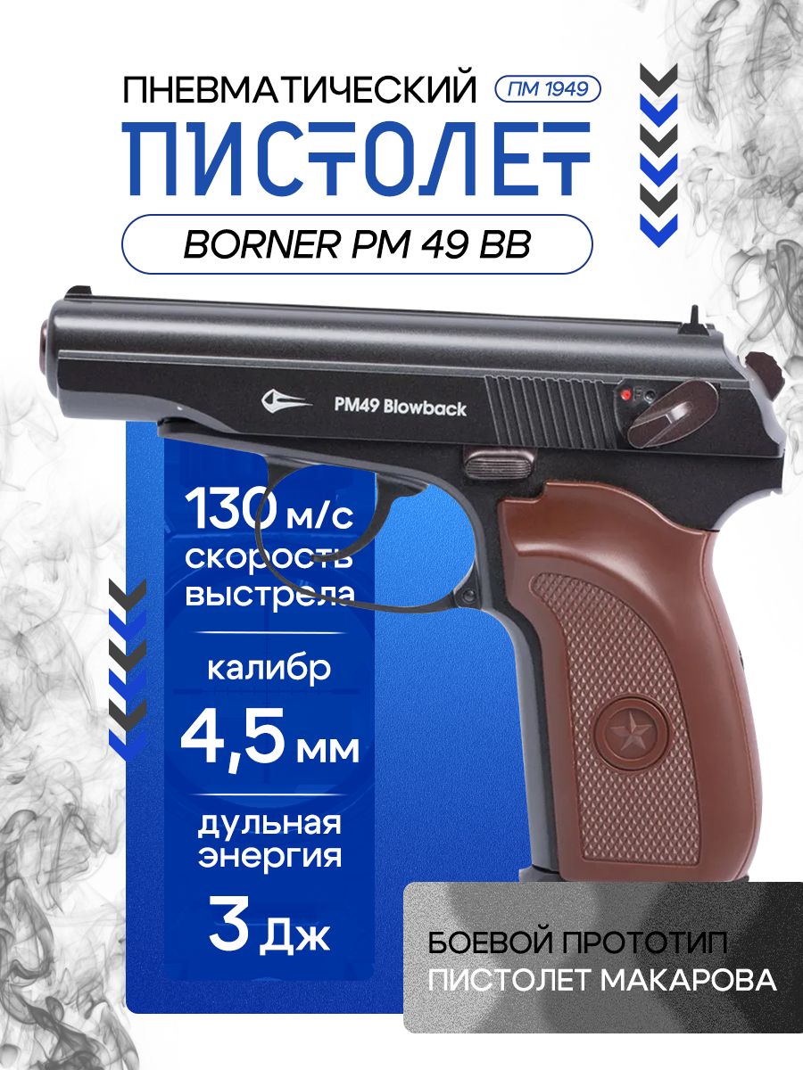 ПневматическийпистолетBornerPM49Blowback(Макарова)