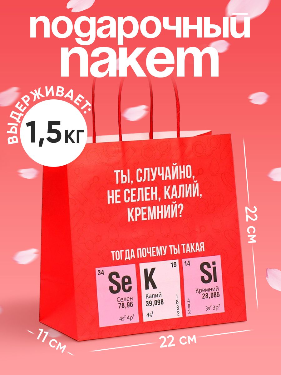 Пакет подарочный, 22 х 22 х 11 см