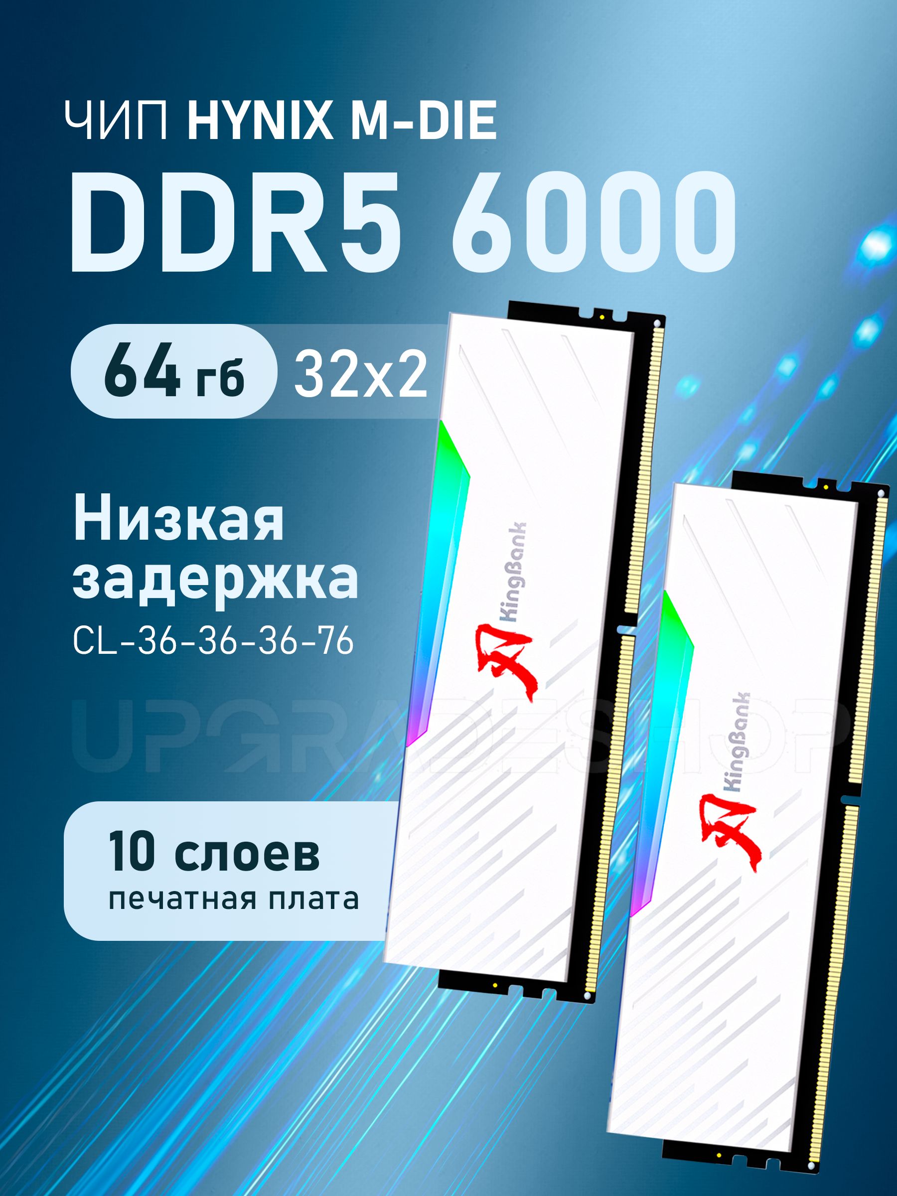 Модуль оперативной памяти KingBank 32 ГБ DDR5 PC48000 6000 MHz CL