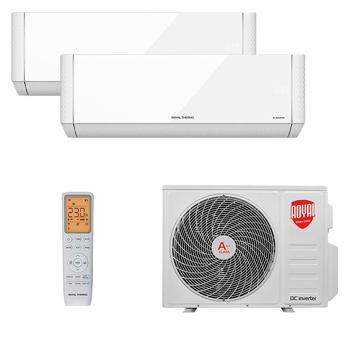 Инверторная мульти сплит-система Royal Thermo на 2 комнаты (20 м2 + 20 м2) RTFMO/out-14HN8 + 2*RTFMI/in-07HN8/white, комплект, белый