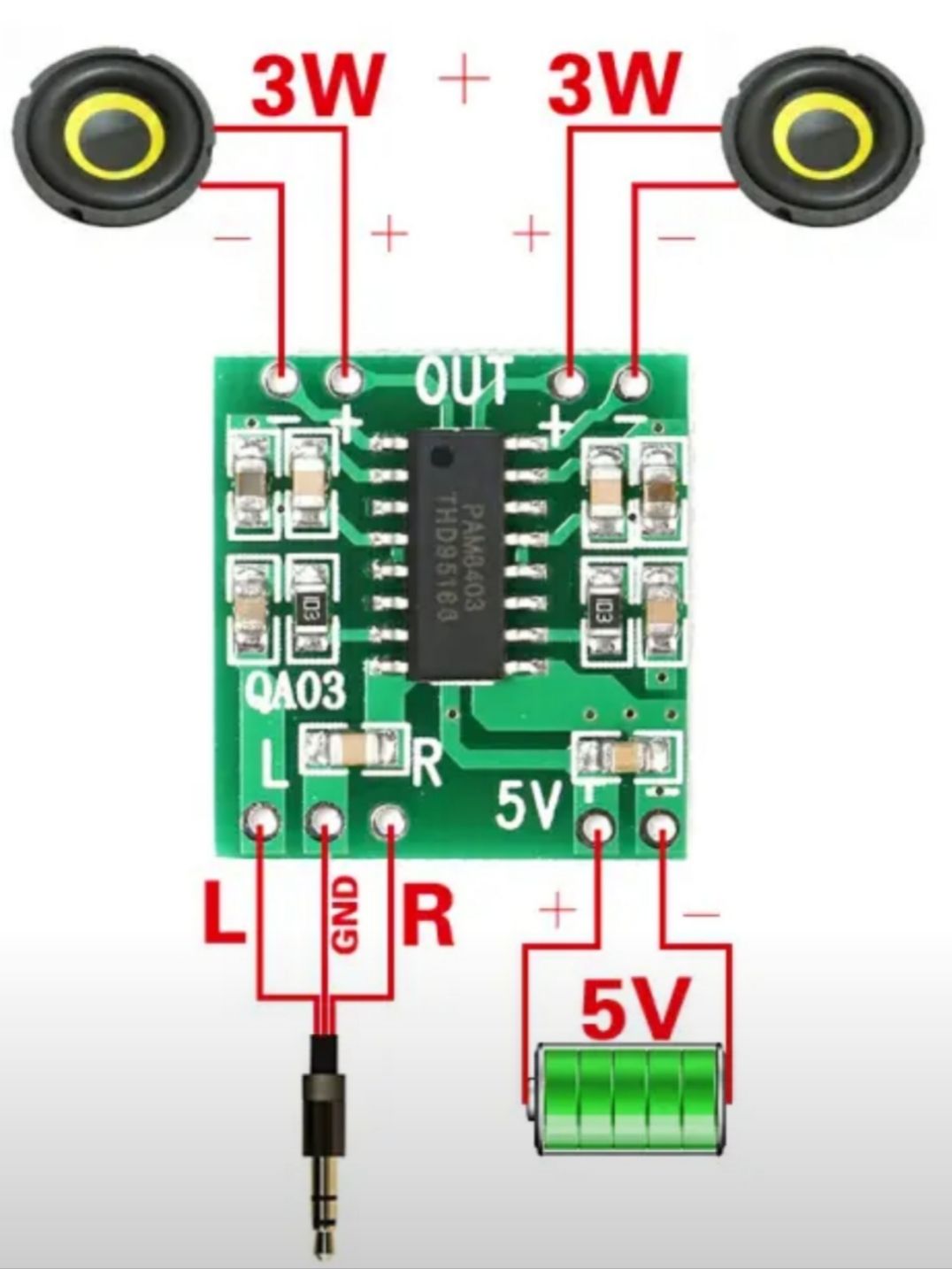 МодульаудиостереоусилителяклассаD,начипеPAM8403,1шт.