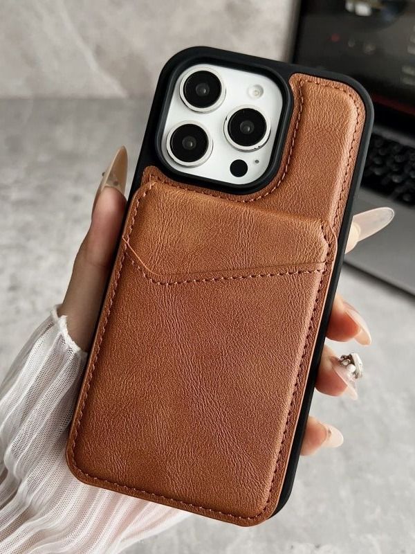 智能手机壳 用于 Apple iPhone 16 Pro Max, 人造皮革, 棕色