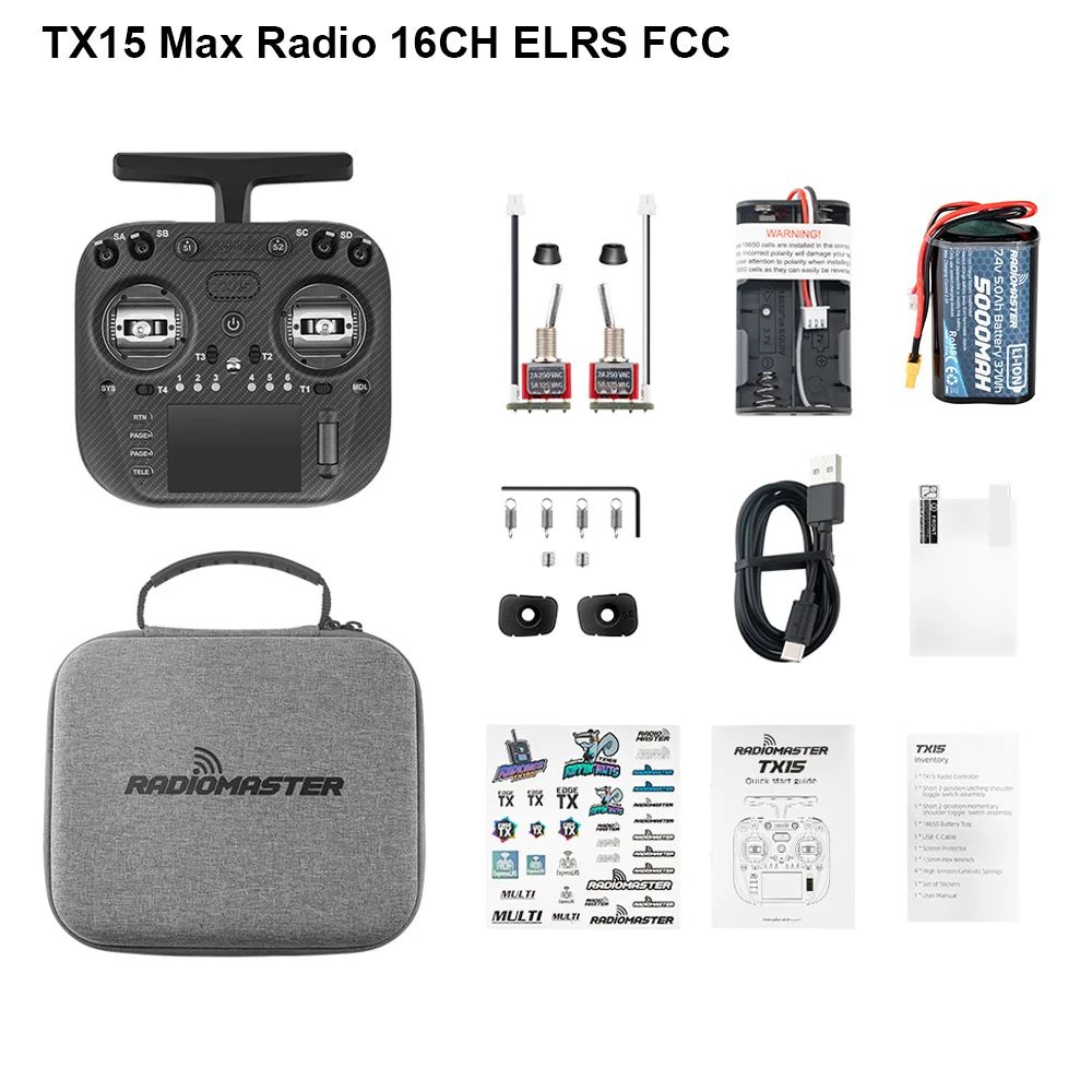 Radiomaster TX15 Max ELRS Black + 2S 6200mAh battery Radiomaster TX15 Max ELRS Black + 2S 6200mAh battery
