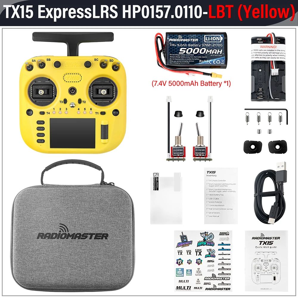 RadioMaster TX15 ELRS Yellow + 5000mAh 2S battery RadioMaster TX15 ELRS Yellow + 5000mAh 2S battery