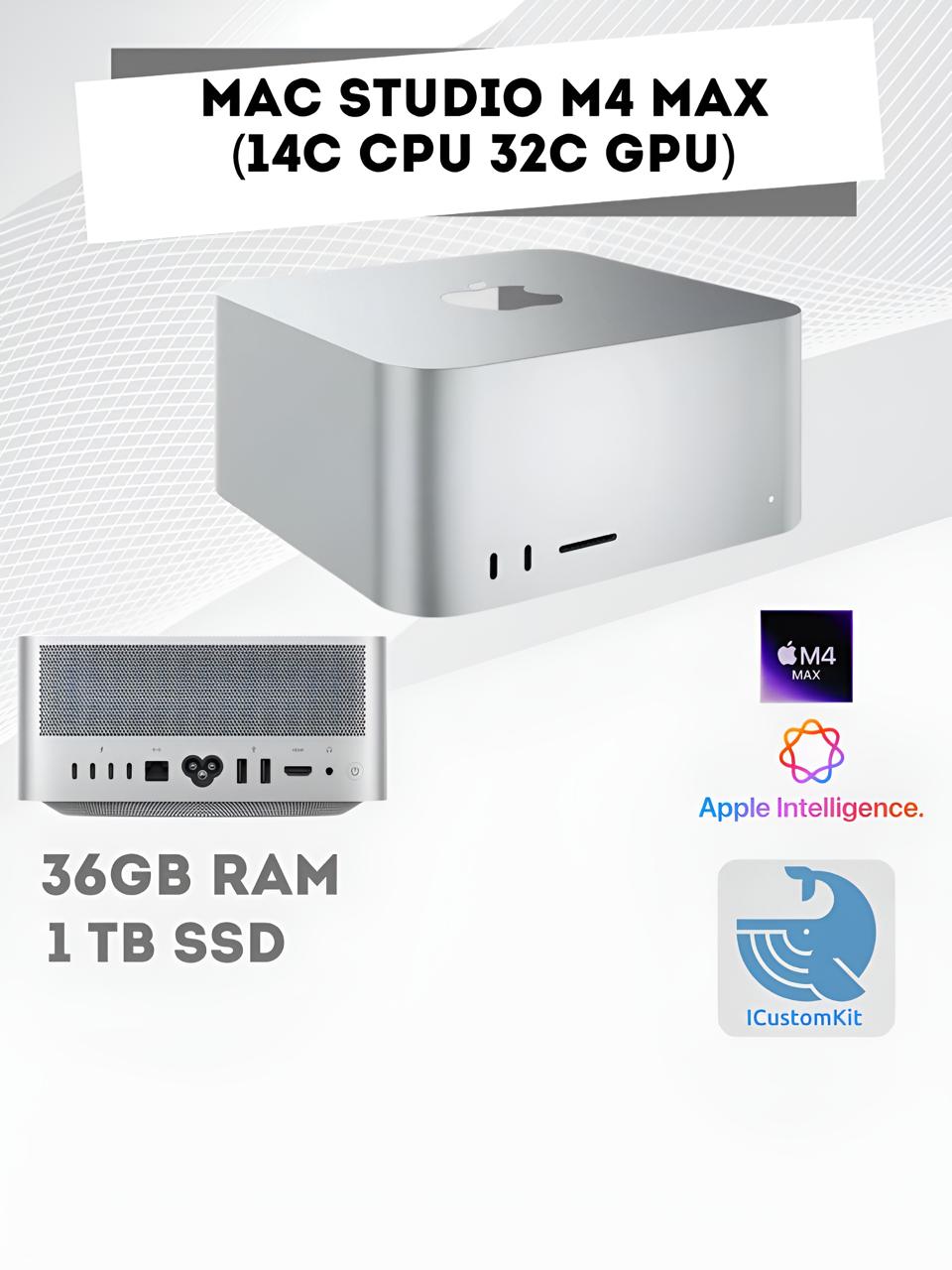 Apple Мини-ПК Mac Studio M4 MAX 14C CPU, 32C GPU, 36GB RAM, 1TB
