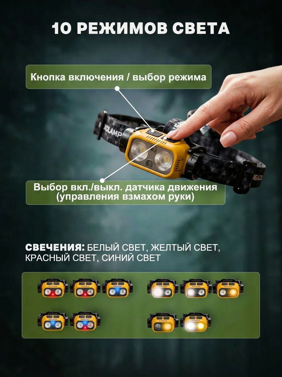 Фонарь налобный аккумуляторный