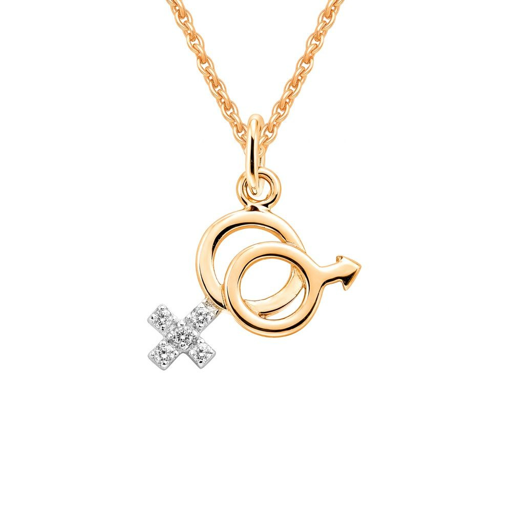 Подвеска на шею с фианитами из красного золота 585 пробы 585GOLD #1