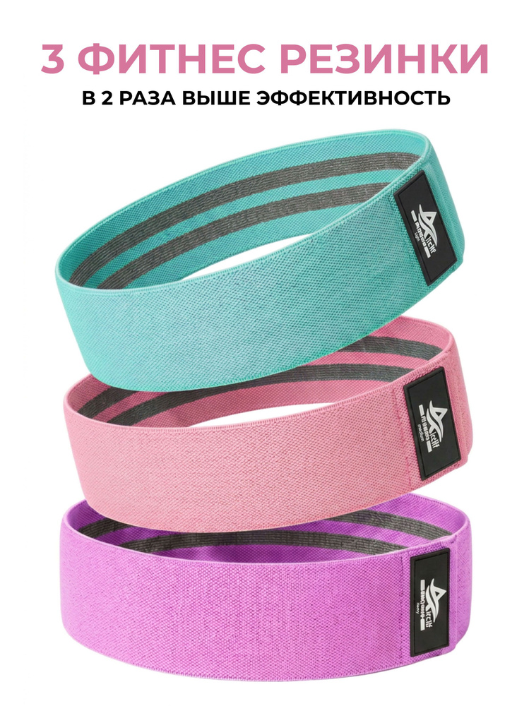 Комплект усиленные 3 шт PREMIUM качества: резинки для фитнеса тканевые с мешочком, Airclif #1