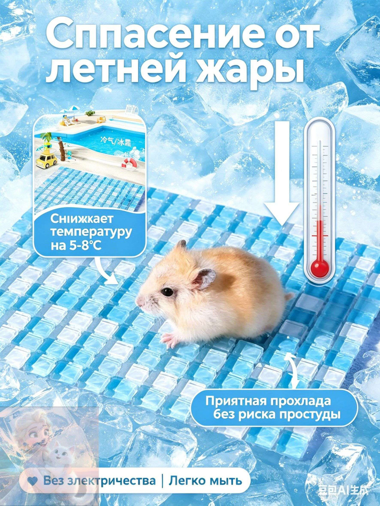 Охлаждающий коврик для грызунов, ледяная подстилка-матрас для морской свинки и шиншиллы, спасение от #1