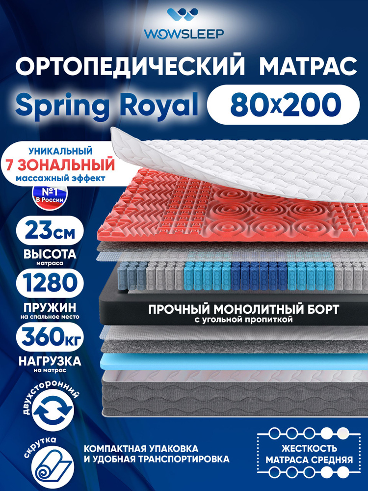 WOWSLEEP Матрас, Независимые пружины, 80х200 см #1