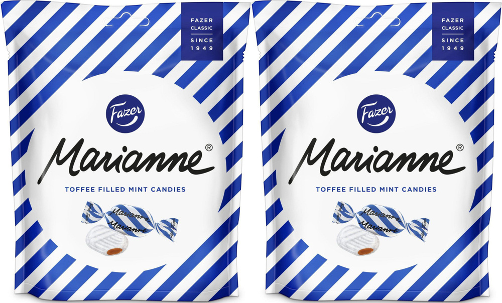 Конфеты Fazer Marianne синие, с хрустящей мятной корочкой и карамальной начинкой, 220 гр (Финляндия) #1