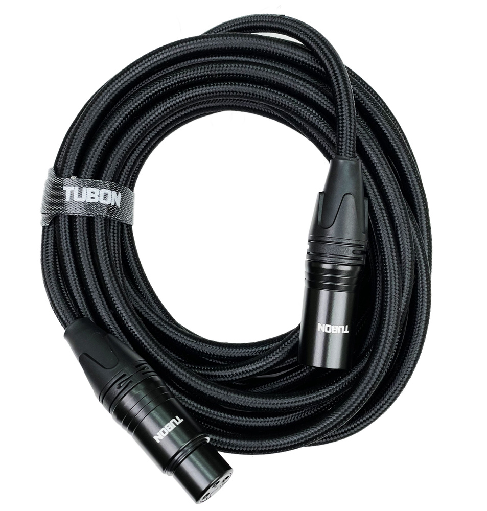 Кабель TUBON Микрофонный межблочный XLR (M) Male - XLR (F) Female OD6.0 Тканевая оплетка X002 5м  #1