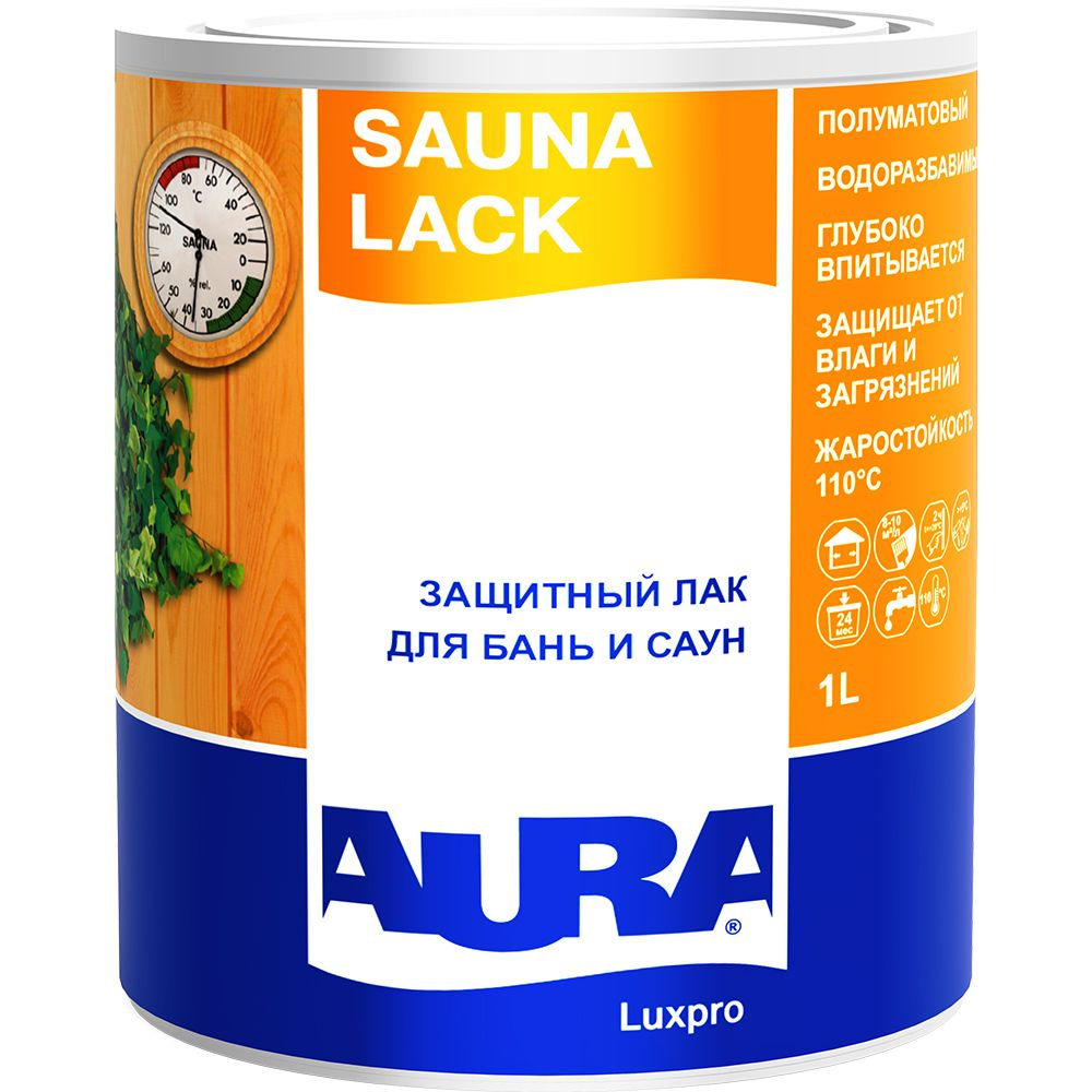 Лак для бань и саун Aura Luxpro Sauna Lack полуматовый, 1л #1