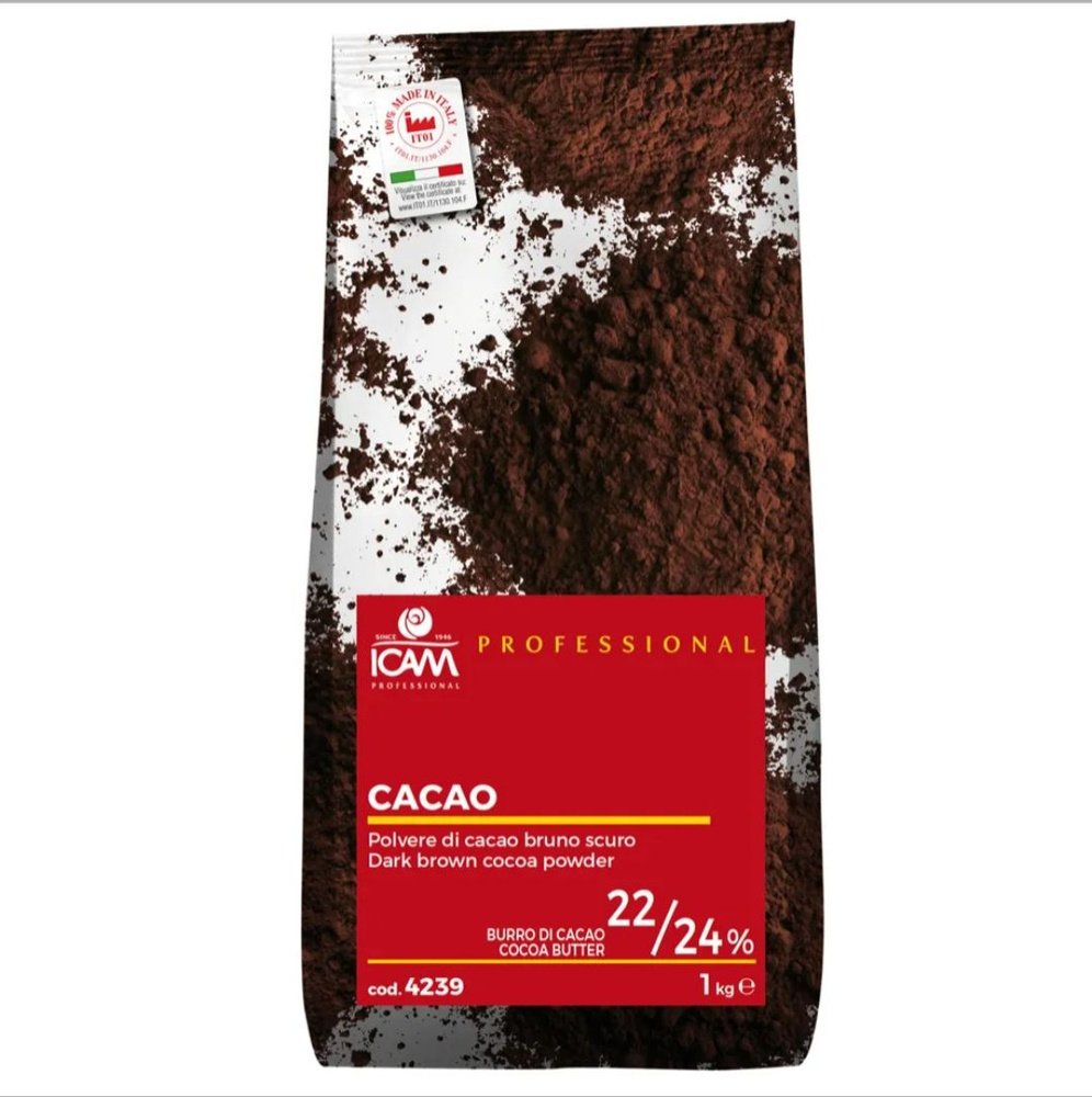 Какао-порошок алкализованный ICAM натуральный 22/24% 1 кг. Италия ...
