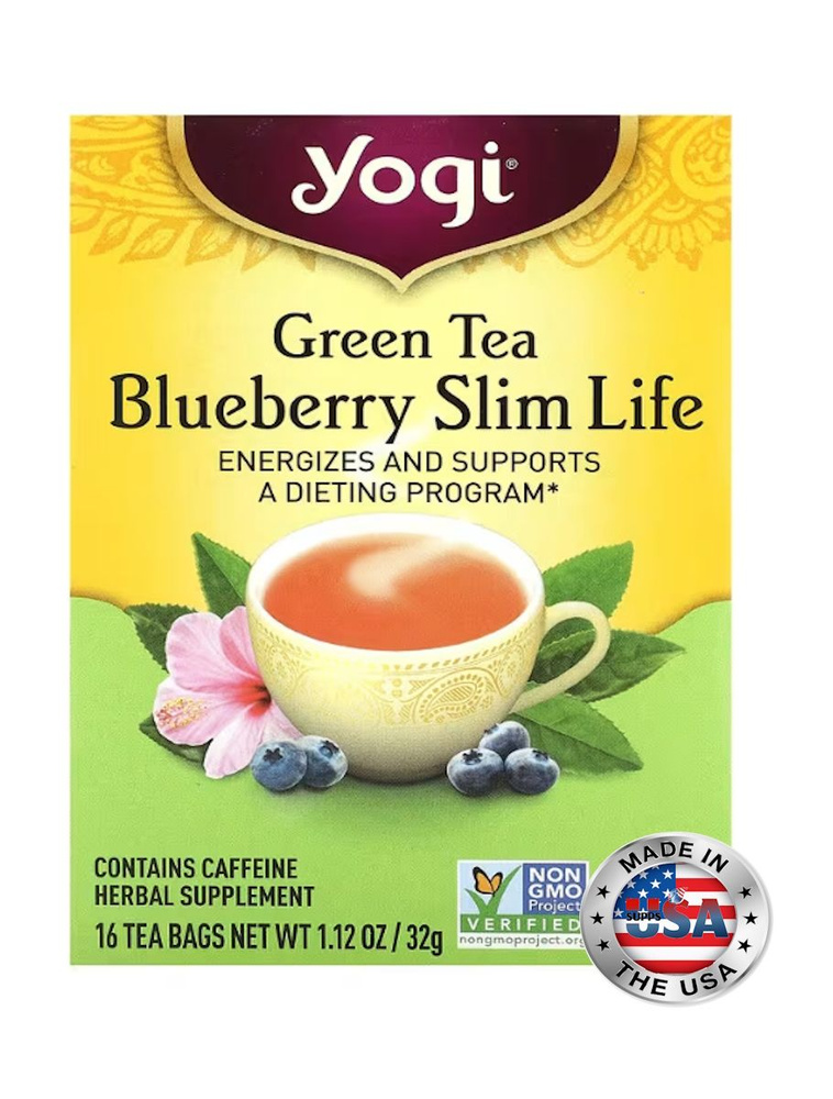 Yogi Tea Slim Life зеленый чай с черникой, 16 чайных пакетиков, 32 г  #1