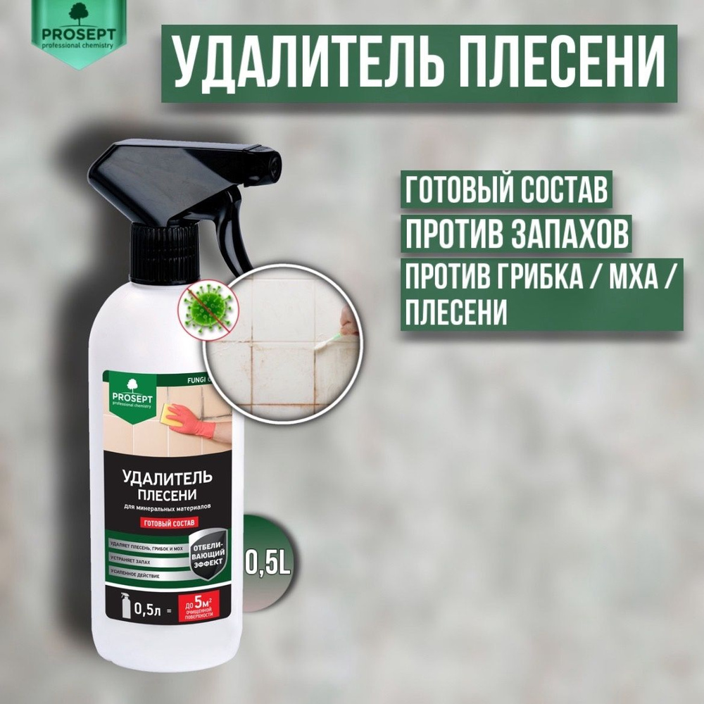 Удалитель плесени PROSEPT FUNGI CLEAN готовый состав 0,5 литров - купить с  доставкой по выгодным ценам в интернет-магазине OZON (1154242020)