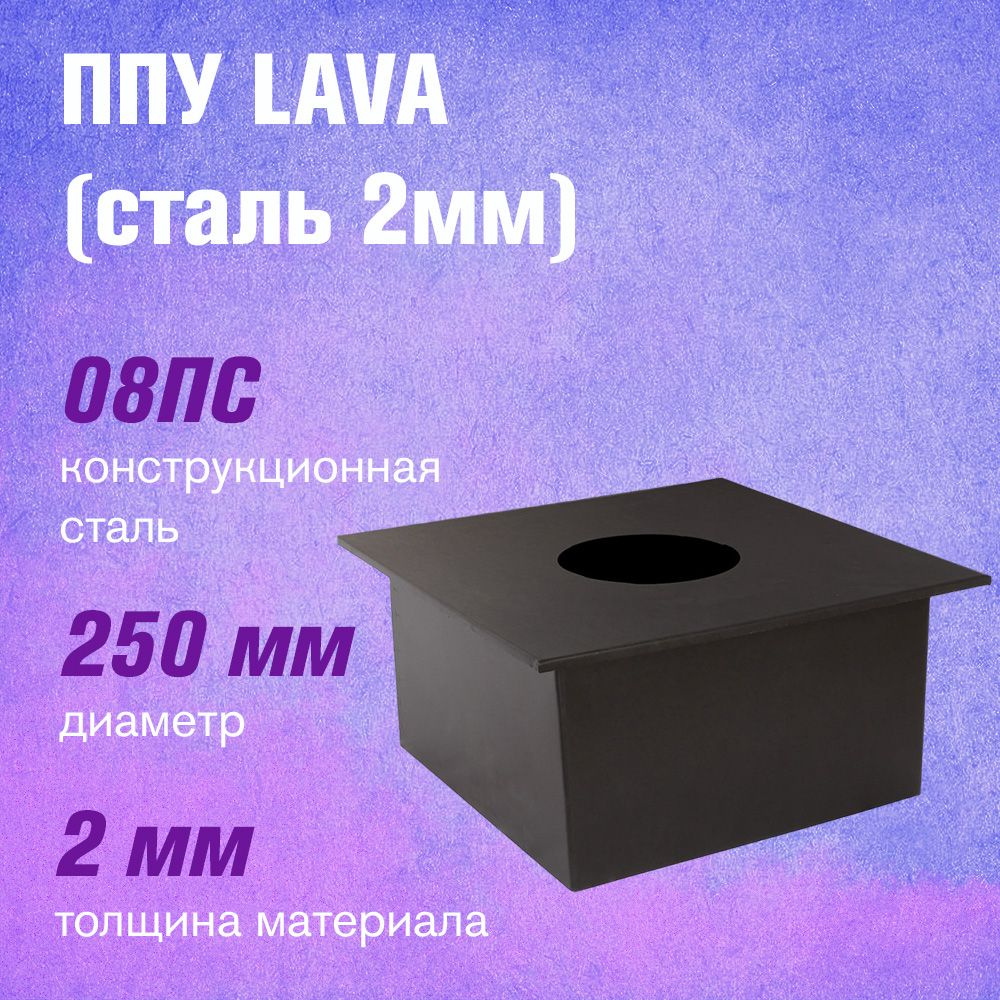 Потолочно-проходной узел для дымоходов LAVA (черный) 450х450мм, диаметр  дымохода: 250 мм