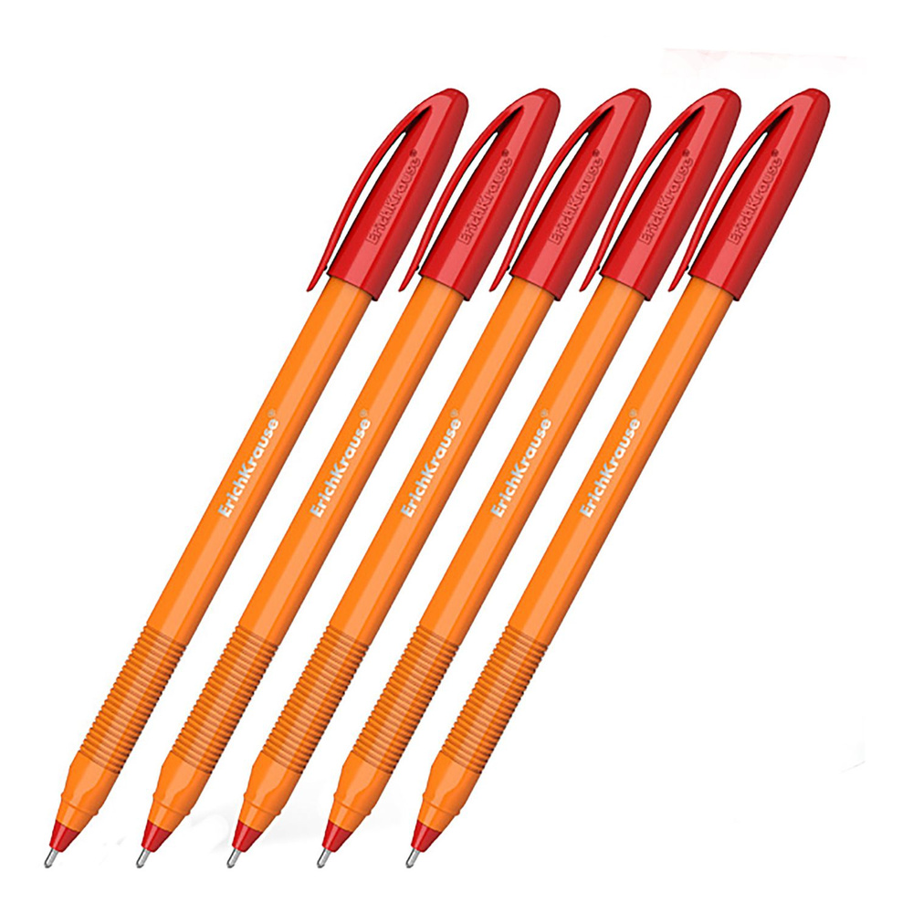 Ручка шариковая 5 шт ErichKrause U-108 Stick Orange 1.0, Ultra Glide Technology, цвет чернил красный #1