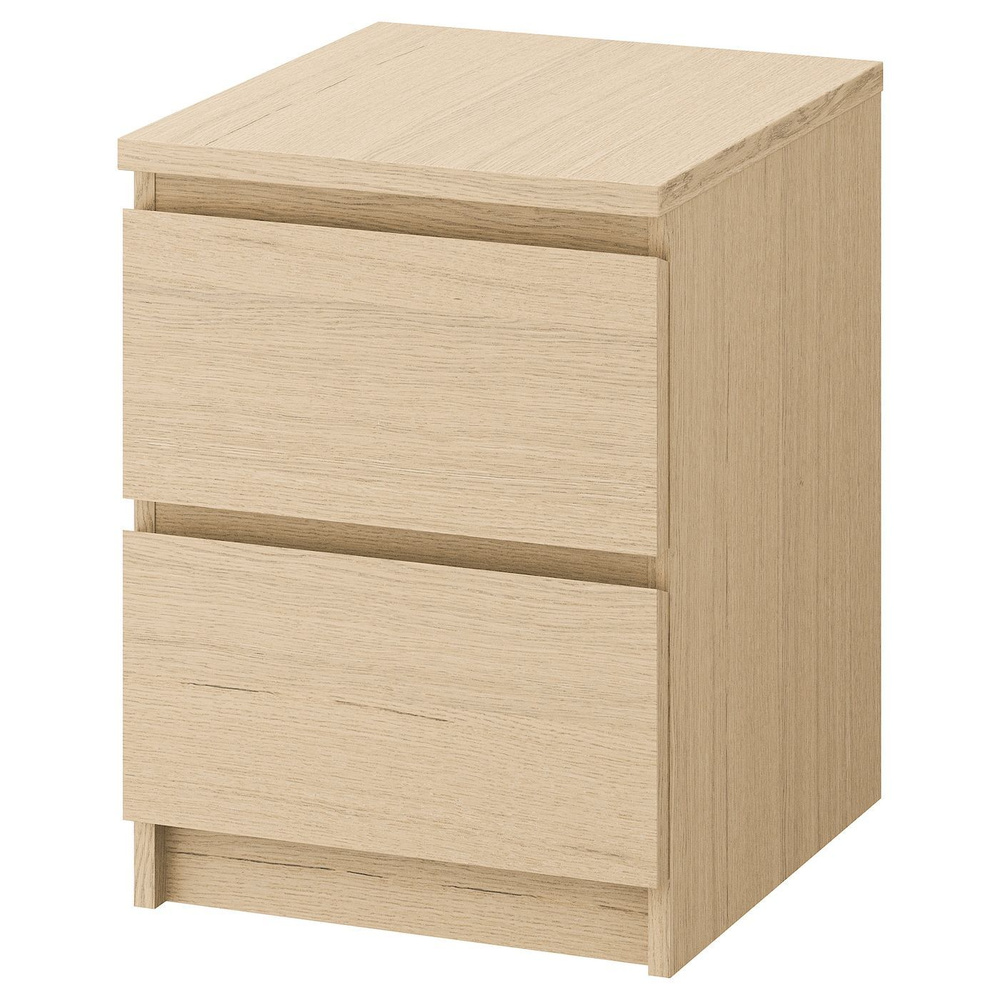 MALM Комод с 2 ящиками IKEA, дубовый шпон/беленый 40x55 см (60368533)  #1