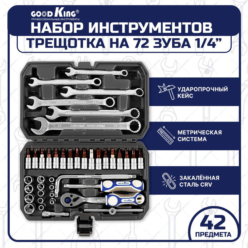 Набор инструментов 42 предмета Goodking для дома и автомобиля - купить по  выгодной цене в интернет-магазине OZON (1097088352)