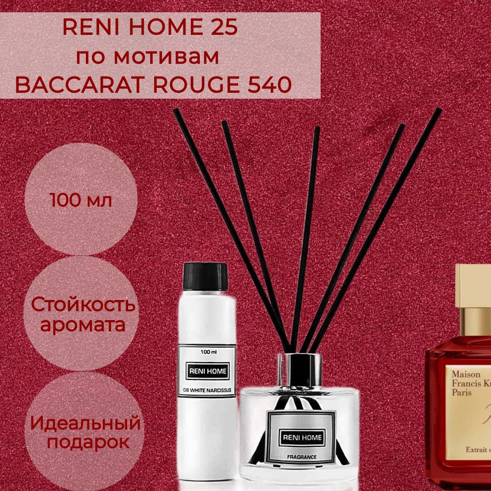 Ароматический диффузор RENI HOME 25 / BACCARAT ROUGE 540 (аромат для дома),  100 мл