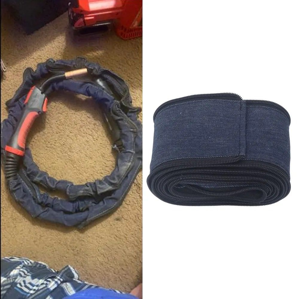 Прочный защитный рукав (чехол) для аргоновой сварки на молнии, материал джинса, длина 4 м  #1