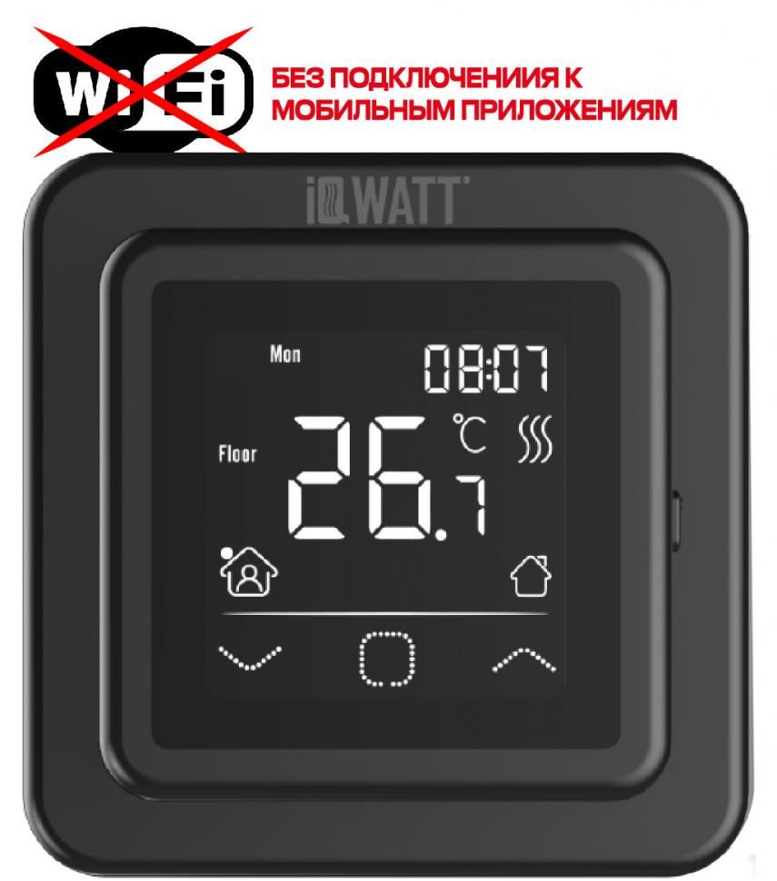 IQWATT Терморегулятор/термостат до 3600Вт Для теплого пола, черный  #1