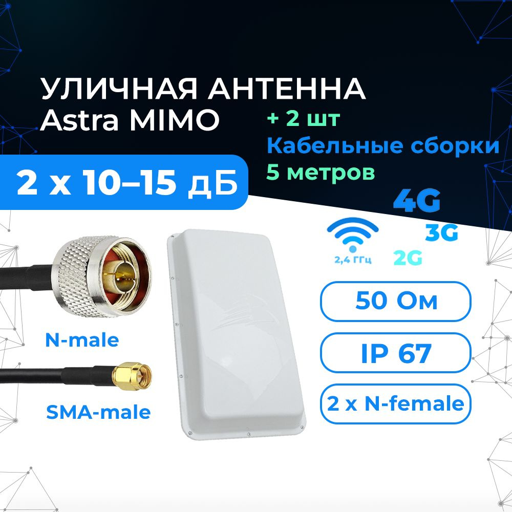 Антенна Astra MIMO для 3G/4G-роутера - купить с доставкой по выгодным ценам  в интернет-магазине OZON (1353207184)