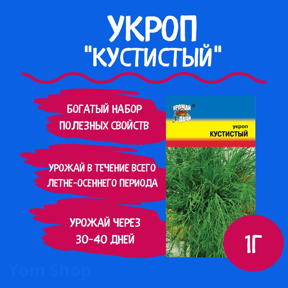 Укроп Урожай удачи Укроп Yom Shop One - купить по выгодным ценам в  интернет-магазине OZON (559678351)