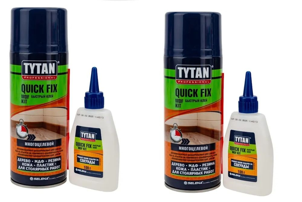Клей цианакрилатный для МДФ двухкомпонентный Tytan Professional Quick ...