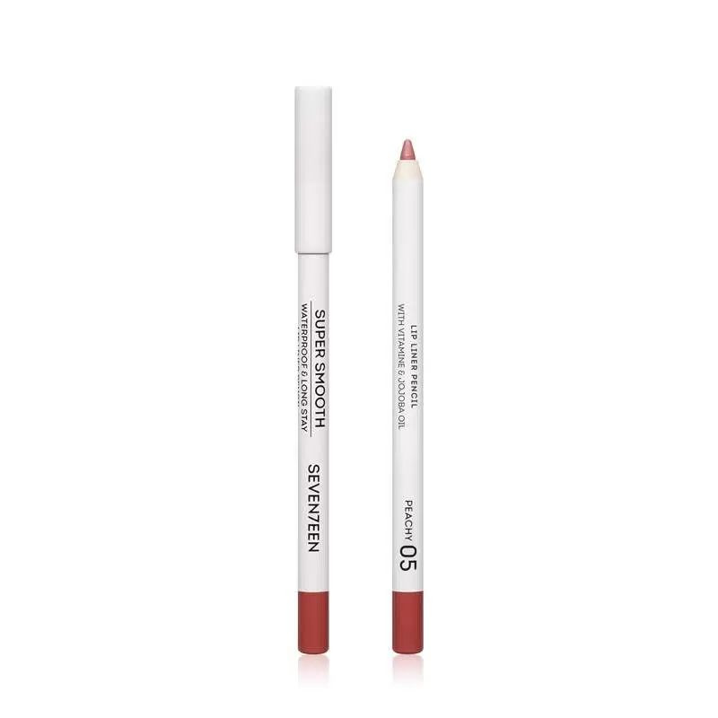 Seventeen Карандаш для губ водостойкий с витамином Е Super Smooth Waterproof Lip Liner, 05 персиковый, #1