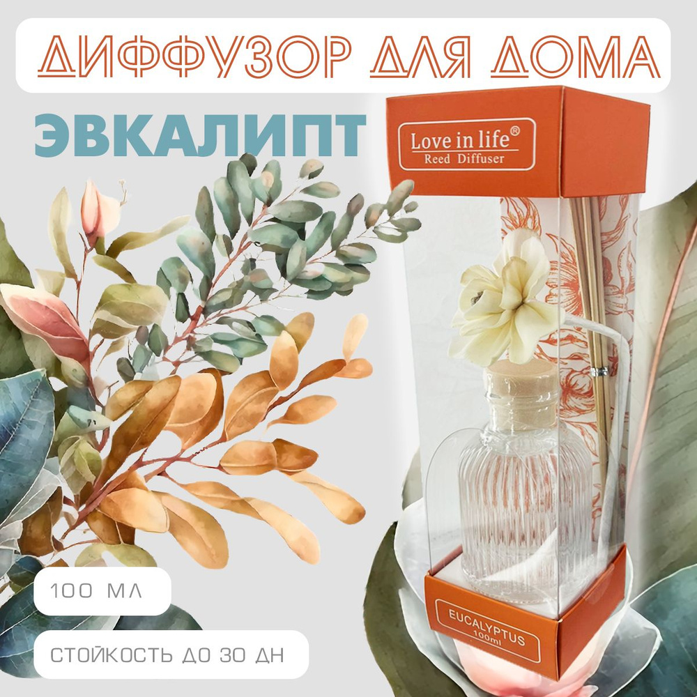 Диффузор ароматический для дома, аромат Эвкалипт / Eucalyptius, 100 мл. AM-40  #1